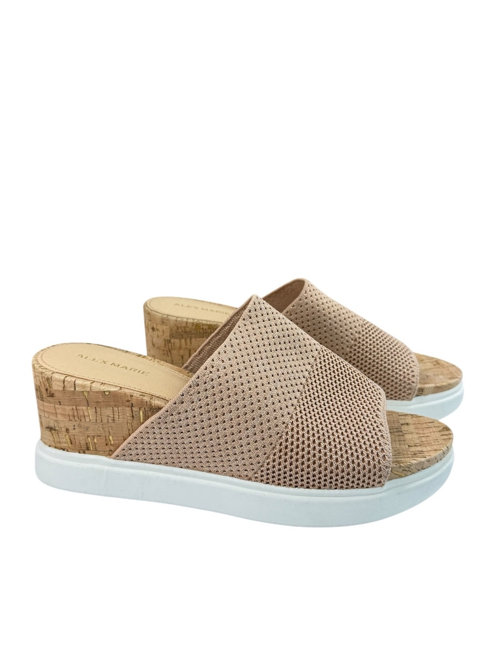 Alex Marie Champagne Metallic Cork Wedge Slide Sandals Women’s 9.5M